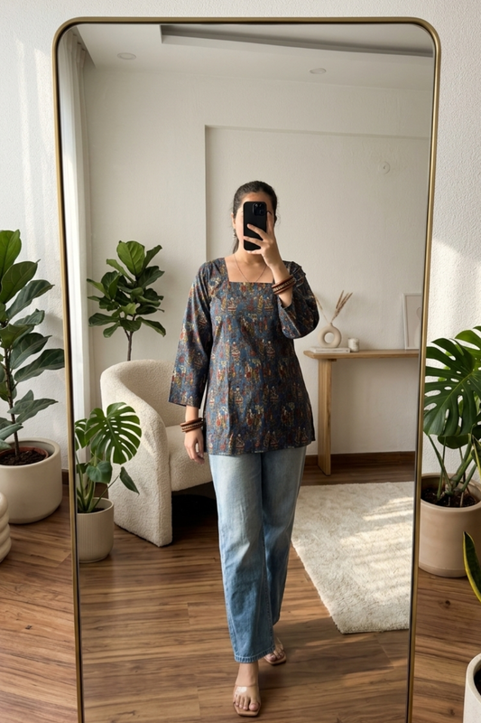 Women's Cotton Printed Short Kurti – Casual Everyday Wear