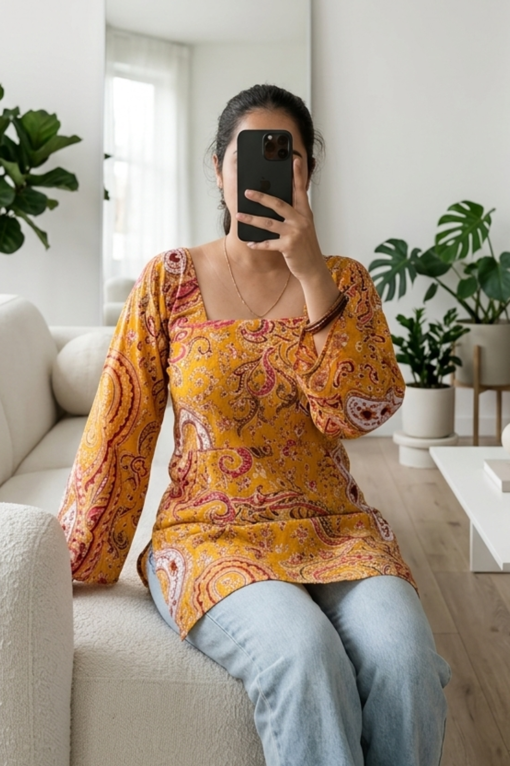 Floral Print Cotton Short Kurti – Comfortable Daily Wear
