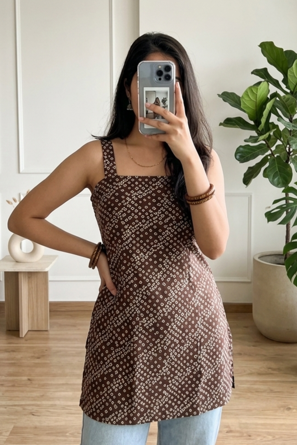 Casual Cotton Short Kurti with All-Over Print