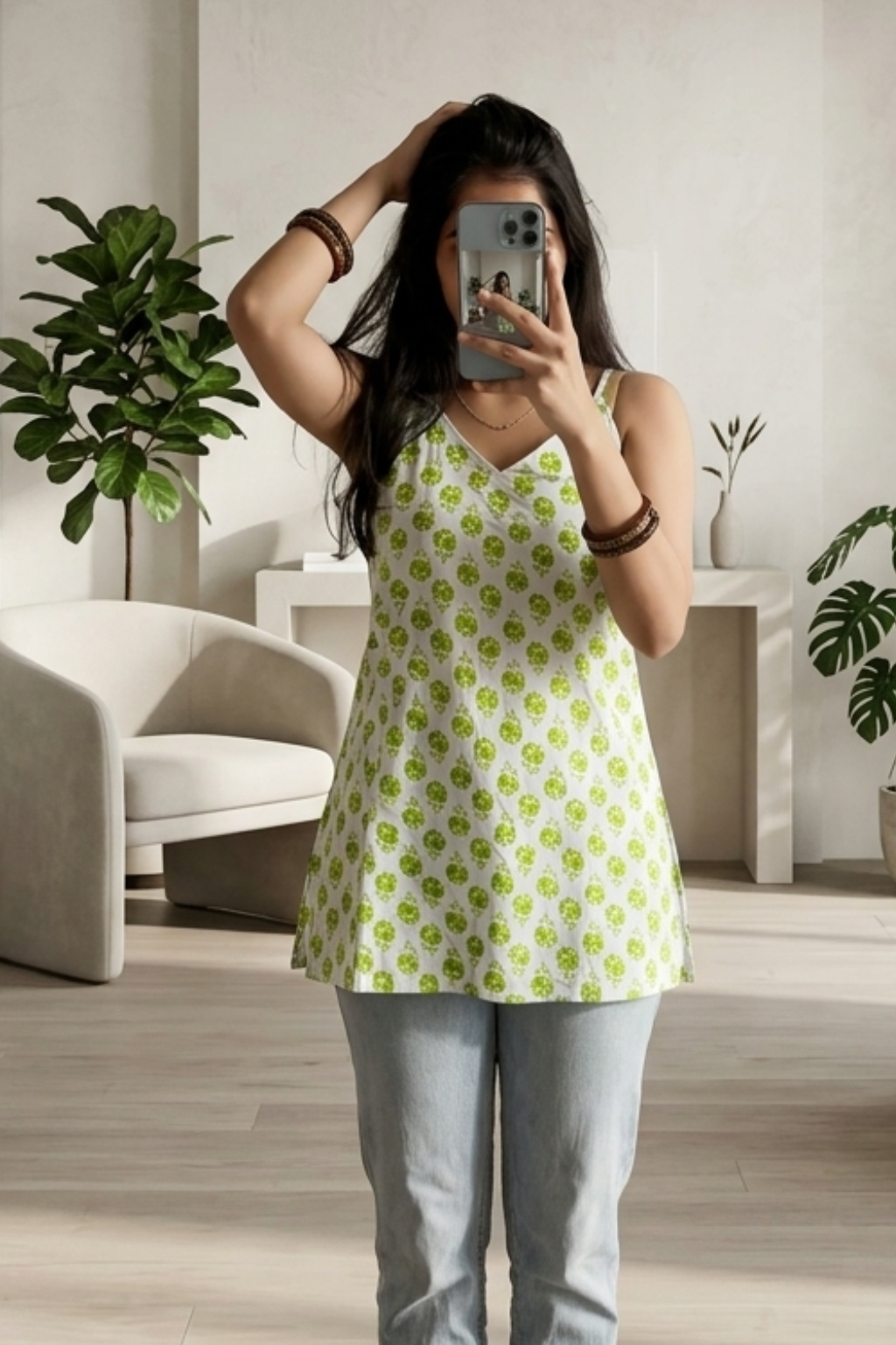 Women's Ethnic Cotton Printed Short Kurti Top