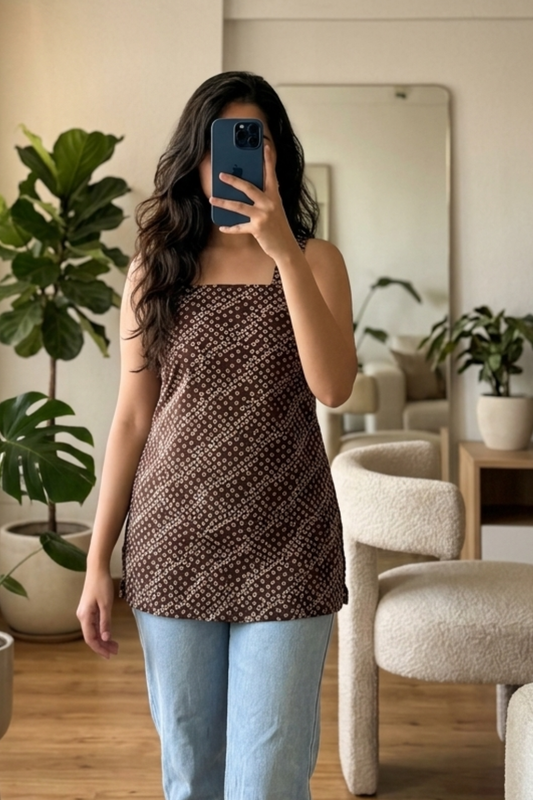 Casual Cotton Short Kurti with All-Over Print