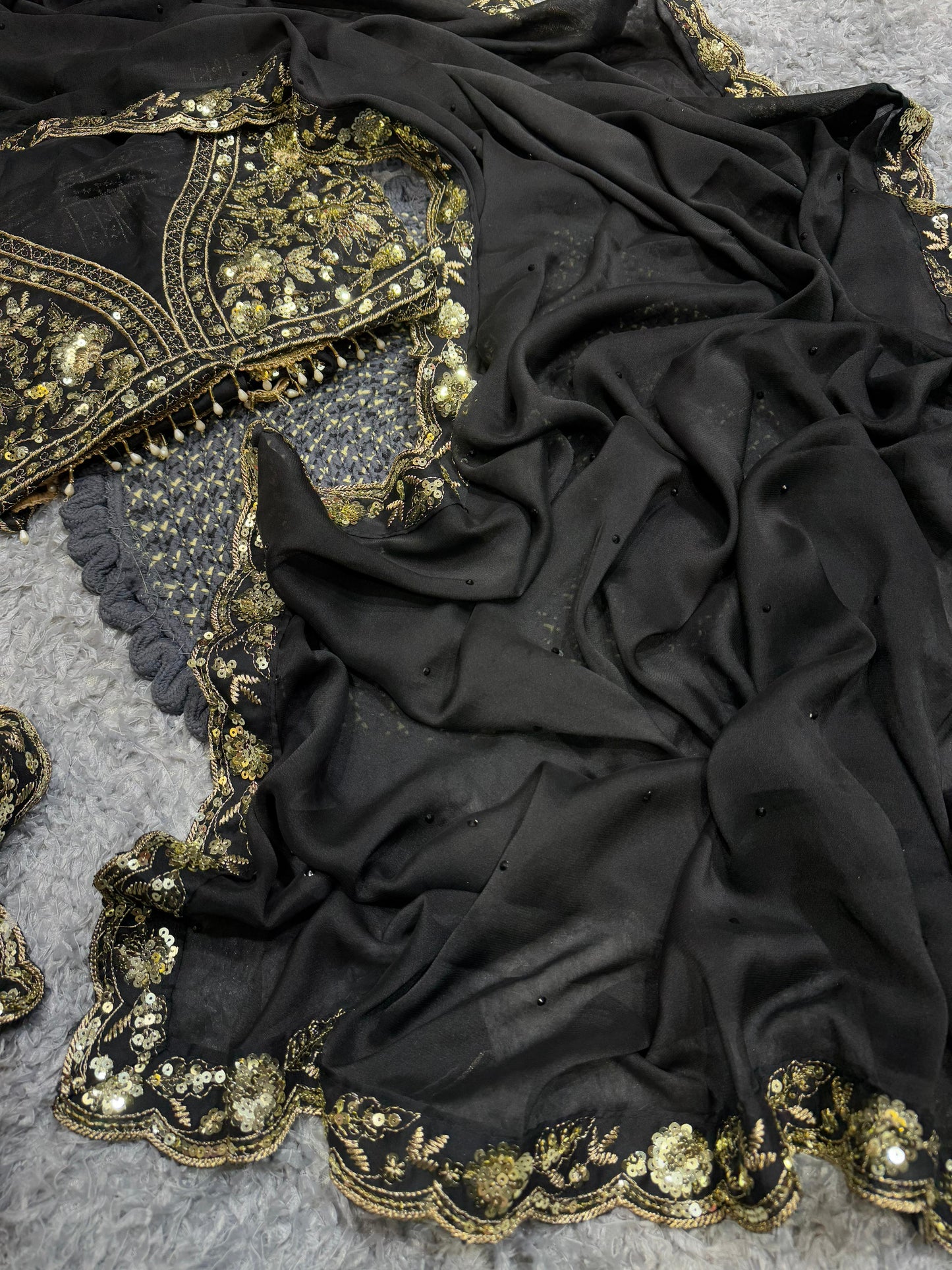 Soft Rangoli Silk Saree with Sequin Embroidery Lace Border