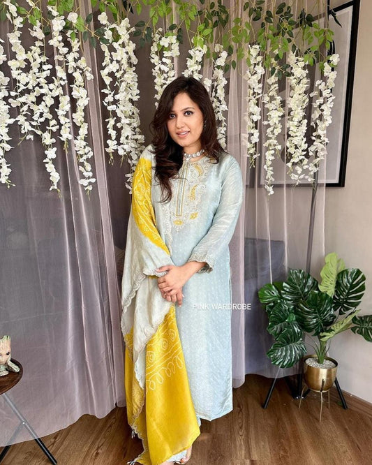 designer pastel kurti,ethnic wear for parties,tissue silk suit set,straight cut silk kurta,women kurti bottom dupatta,pastel kurti set for women,silk kurti with hand embroidery,elegant ethnic outfit,cotton lined kurti,soft silk ethnic wear,indian party wear suit,trendy festive kurti set,leheriya dupatta look,stylish kurti for women,tissue kurti online,kurti with work on yoke,women traditional wear,premium festive wear,silk suit for haldi or pooja,kurti for small functions,ethnic outfit with dupatta

Let me 