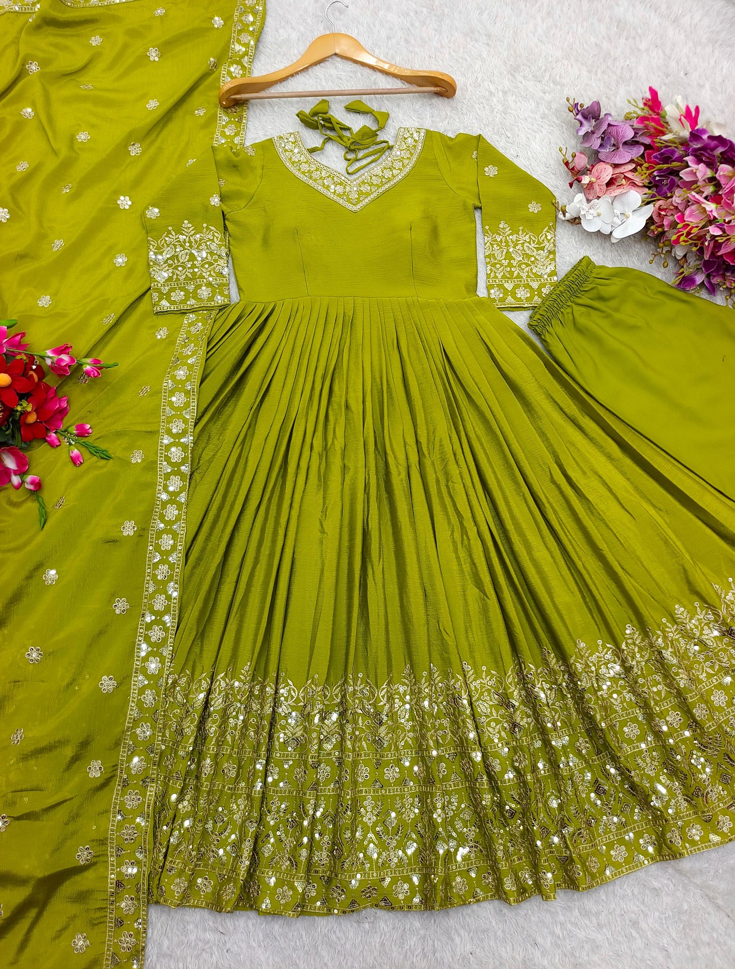 Green Anarkali Suit women