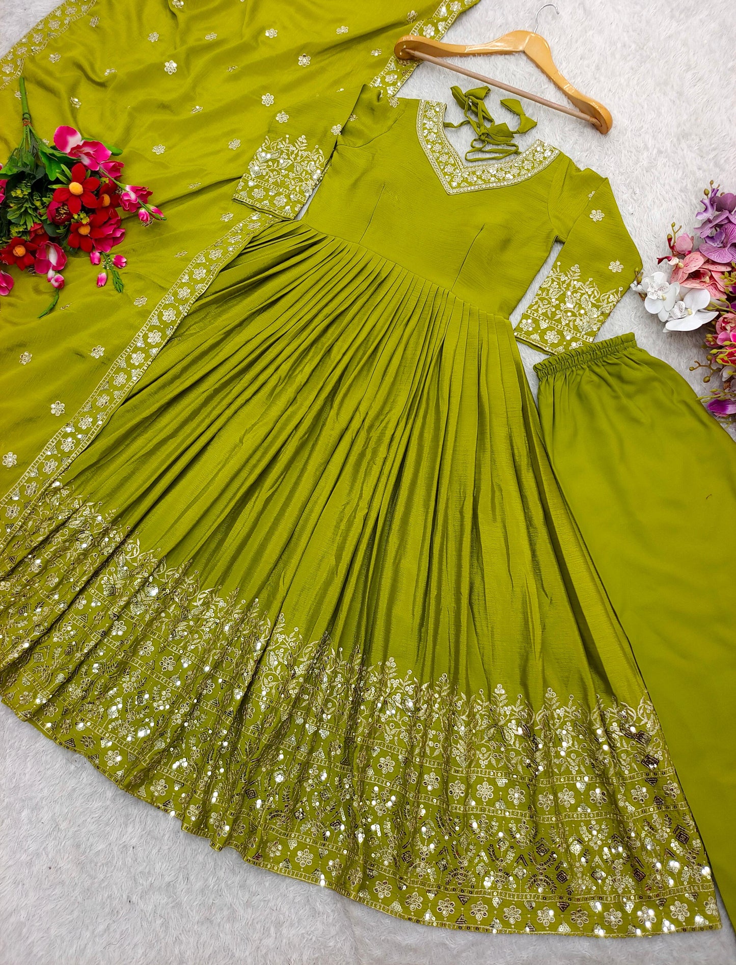Green Anarkali Suit women