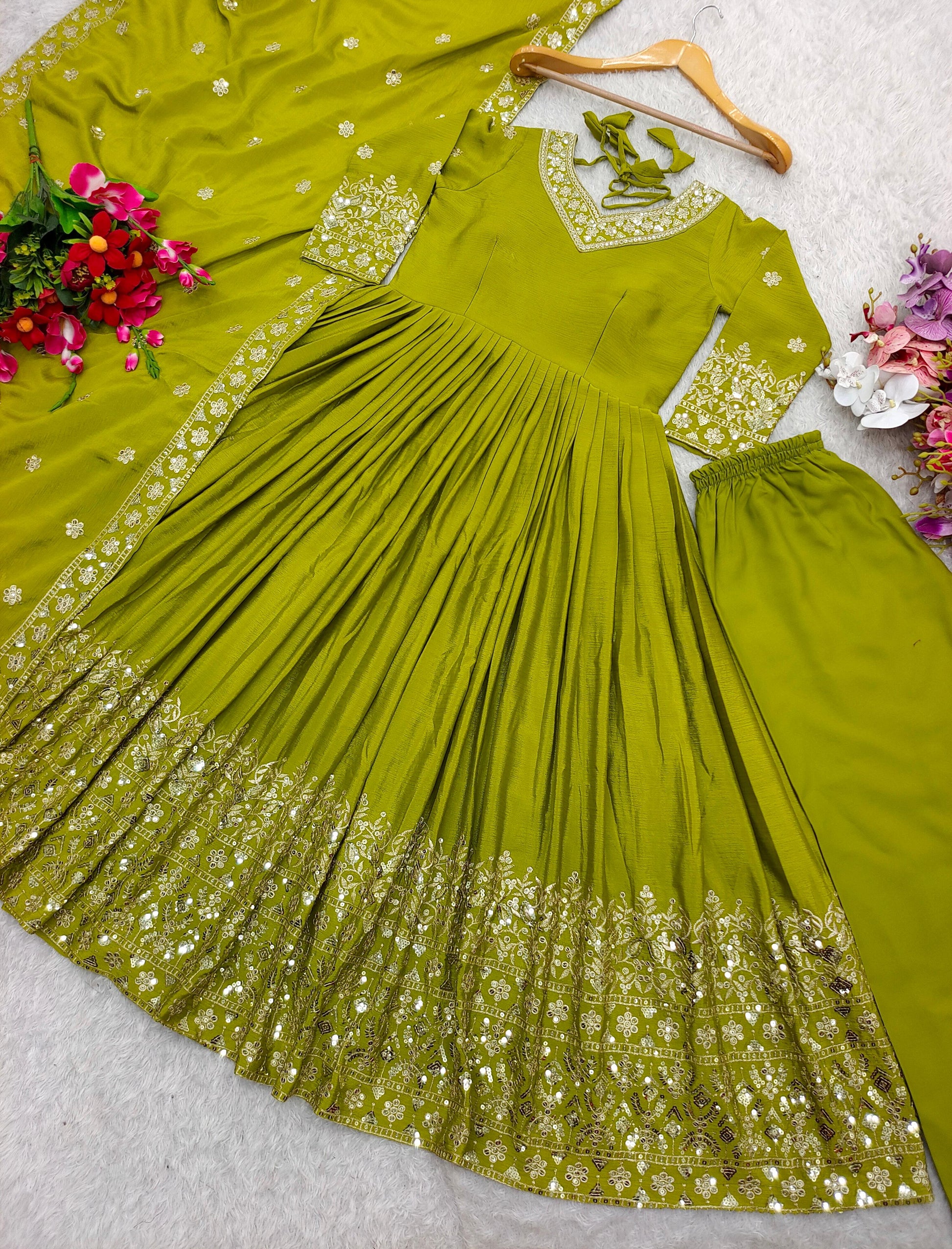 Green Anarkali Suit women