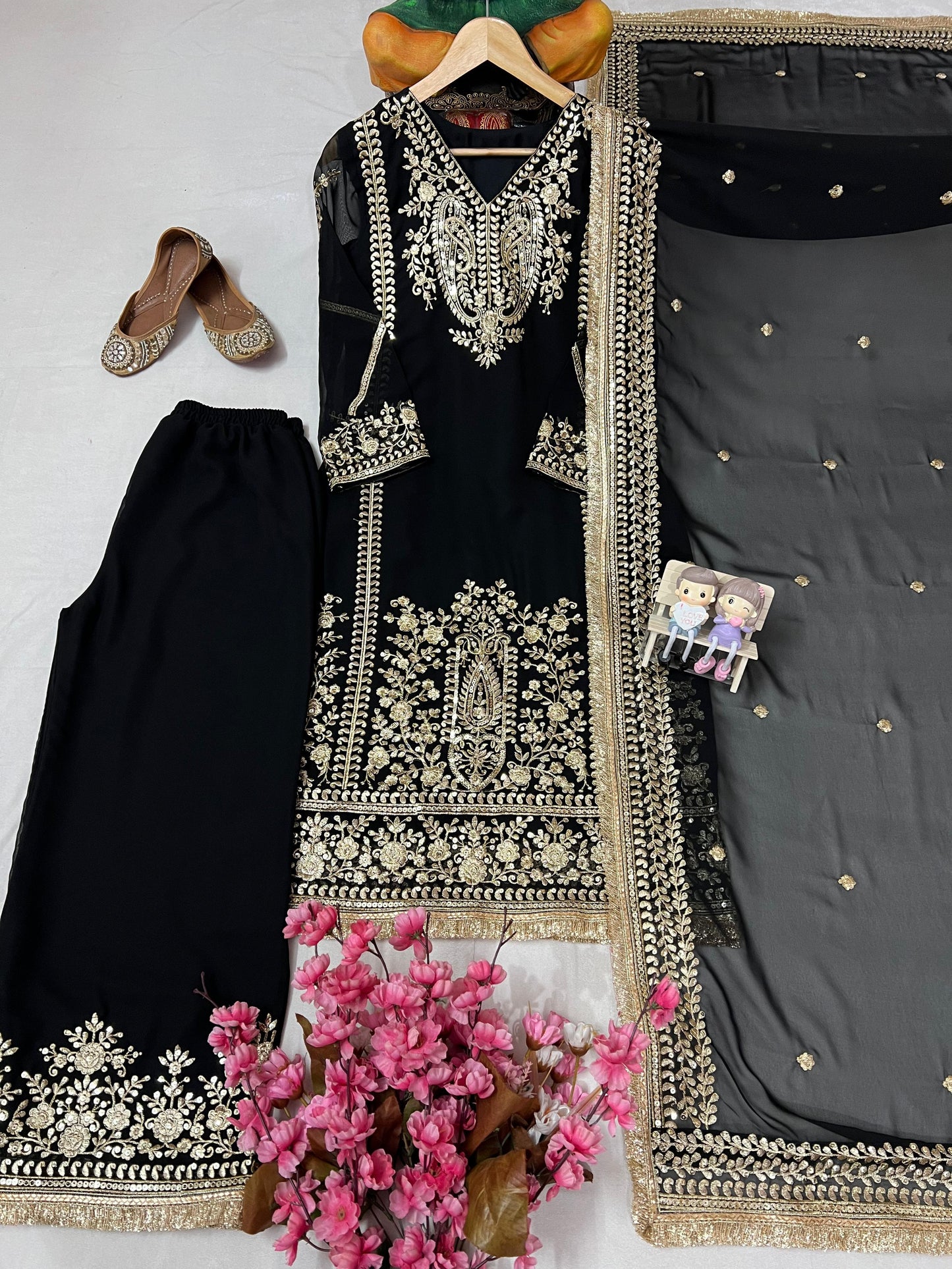Georgette Sequin work Black Salwar Kameez