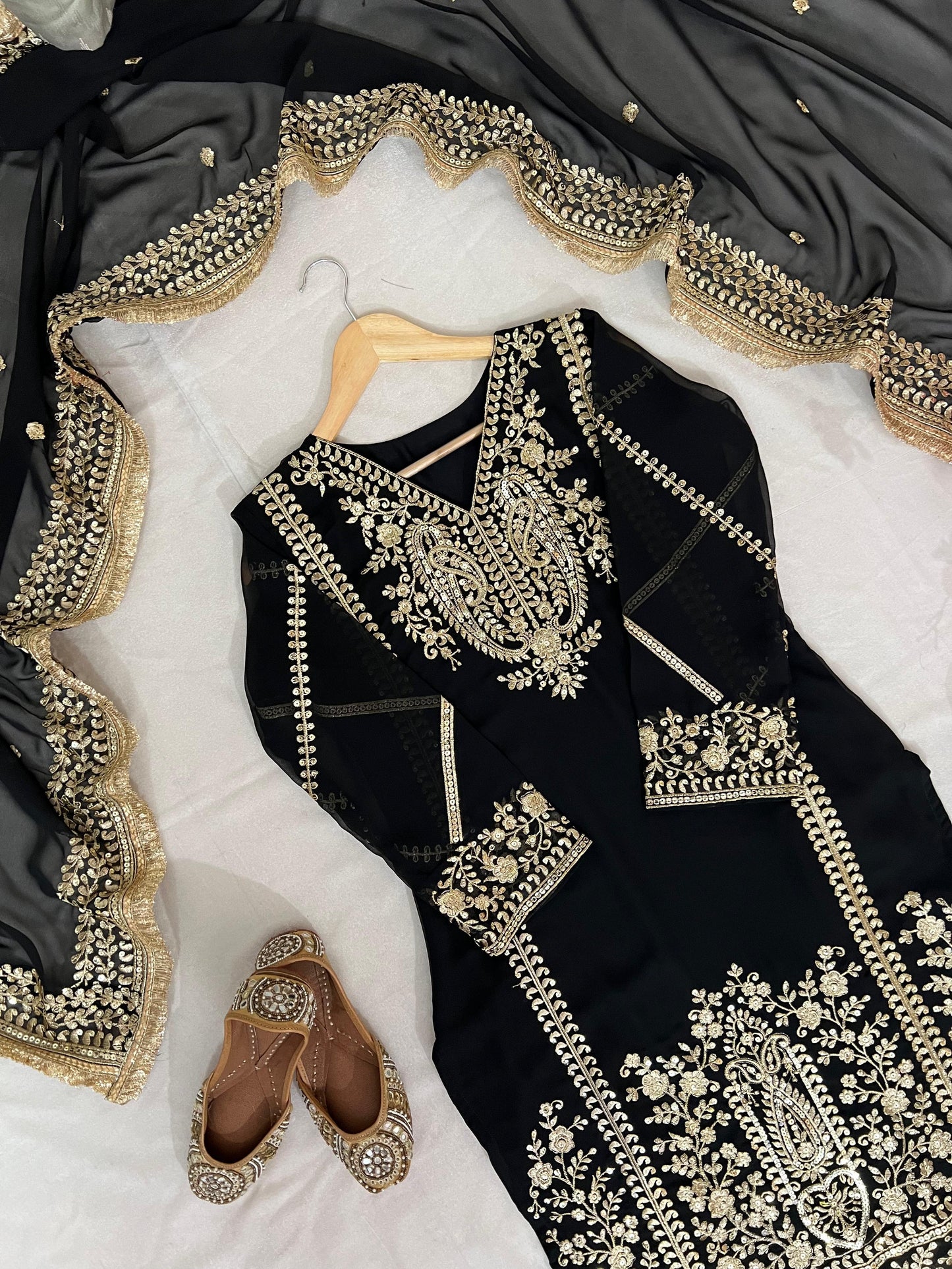 Georgette Sequin work Black Salwar Kameez