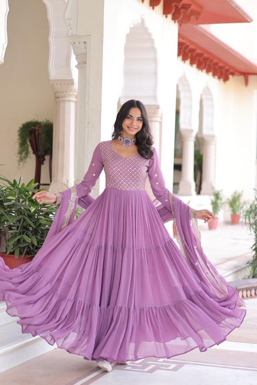 Georgette With Sequins & Zari Embroidered Work Anarkali Suit