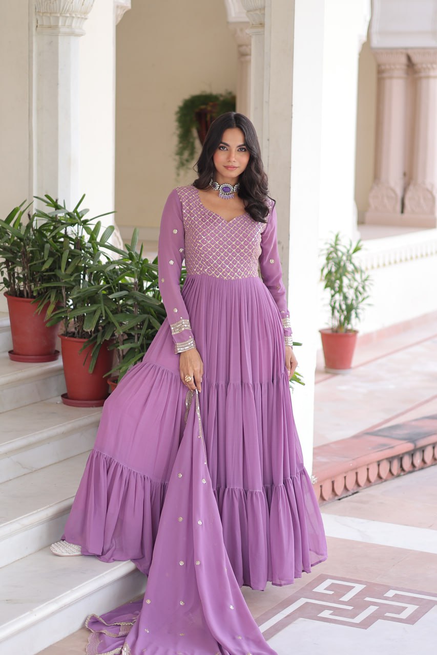 Georgette With Sequins & Zari Embroidered Work Anarkali Suit