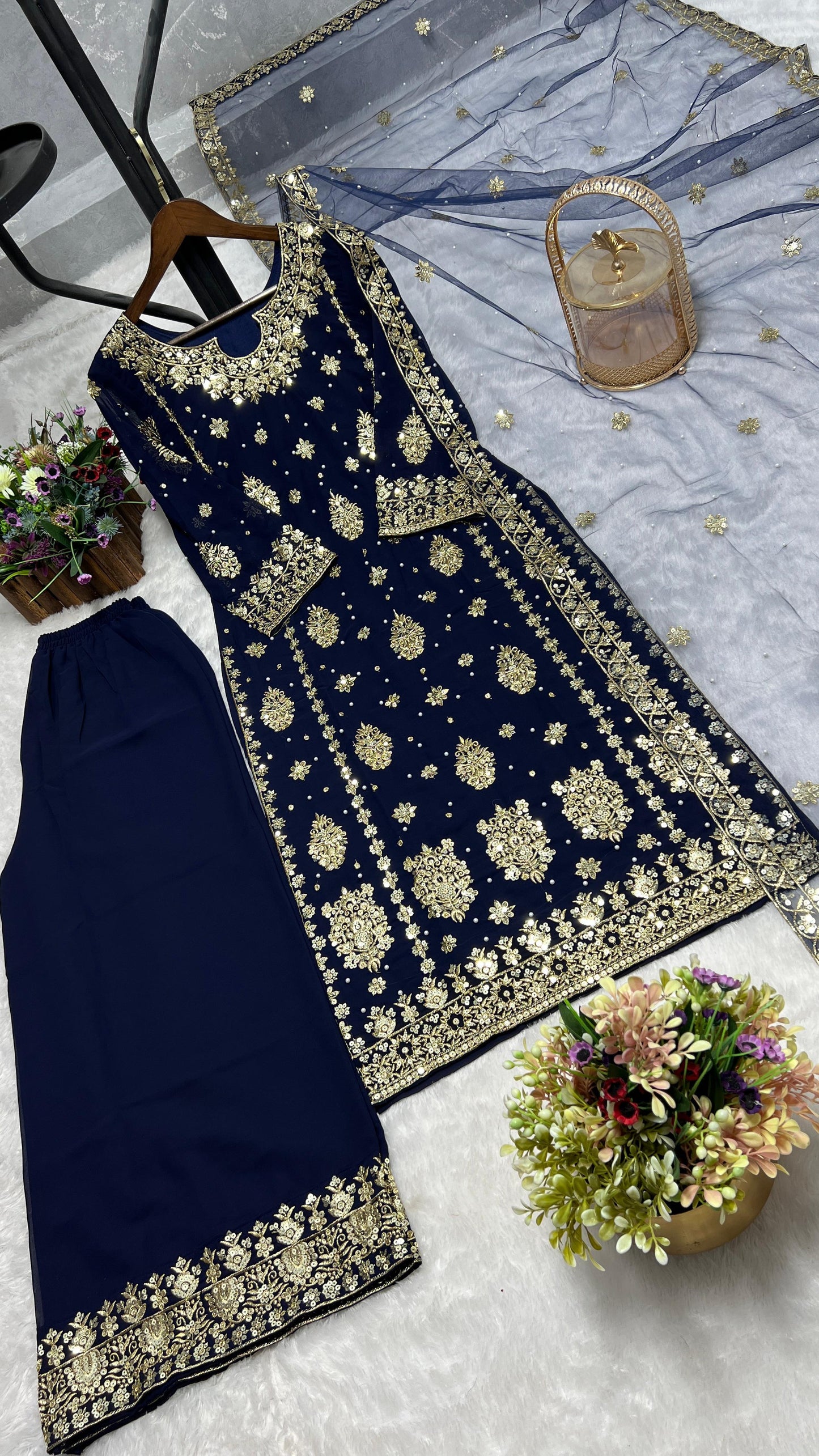 Embroidered Sequin work Georgette Suit