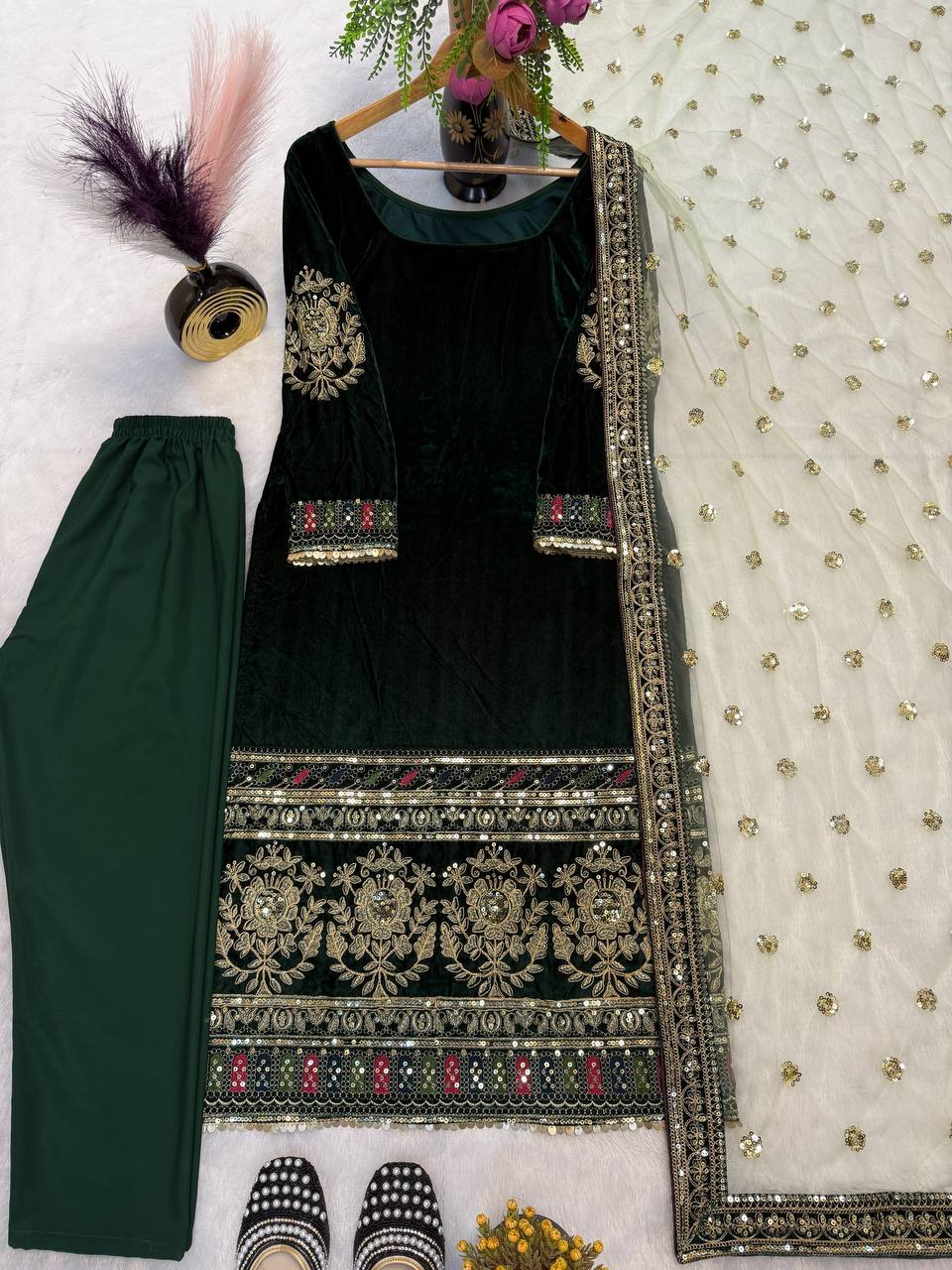 Heavy Viscous Velvet With Heavy Designer Salwar Kameez
