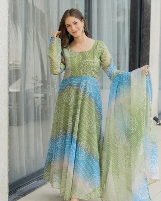 Long Flared Designer Anarkali Gown Set
