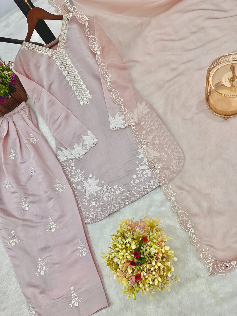beautiful Roman Silk Salwar Kameez Set Women
