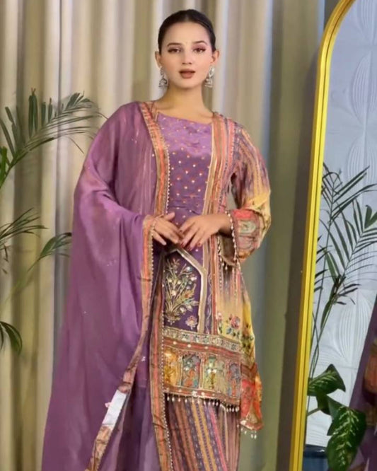 Beautiful Designer Chinon Silk Salwar Kameez