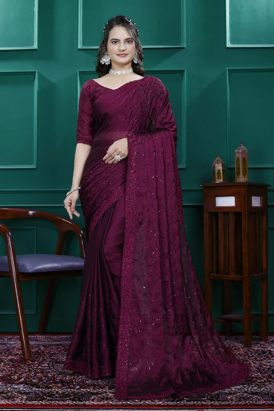 Party Wear Sequin Saree in Rangoli Silk Fabric Sparkle