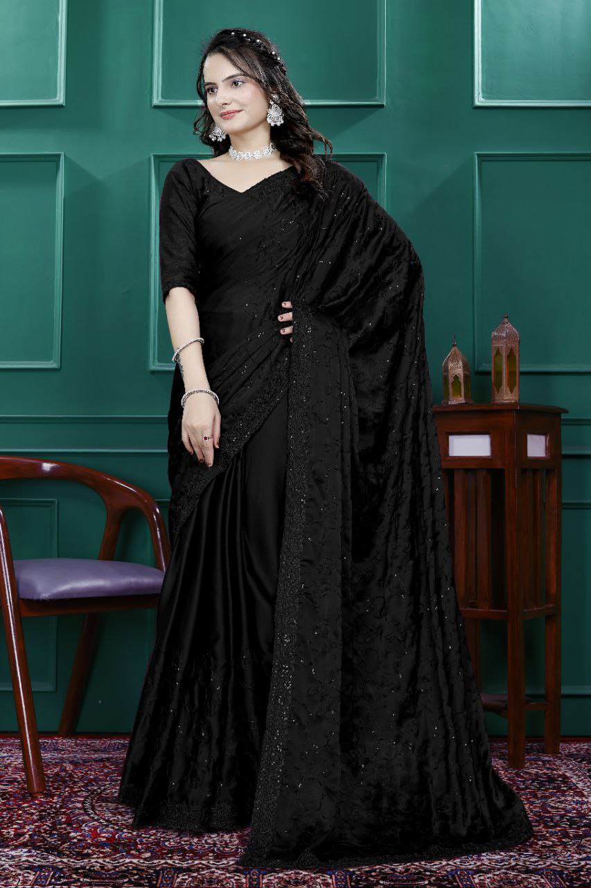 Party Wear Sequin Saree in Rangoli Silk Fabric Sparkle