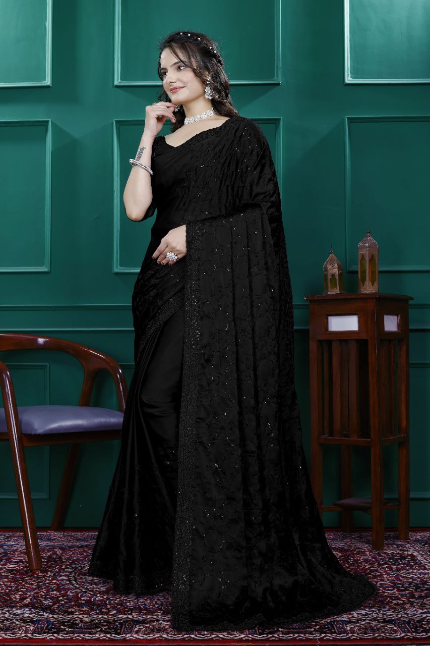 Party Wear Sequin Saree in Rangoli Silk Fabric Sparkle