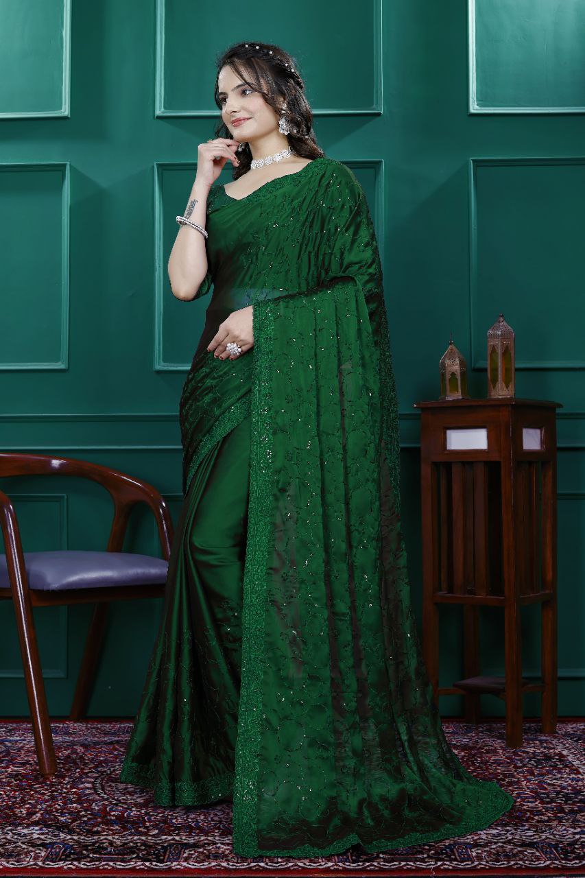 Party Wear Sequin Saree in Rangoli Silk Fabric Sparkle