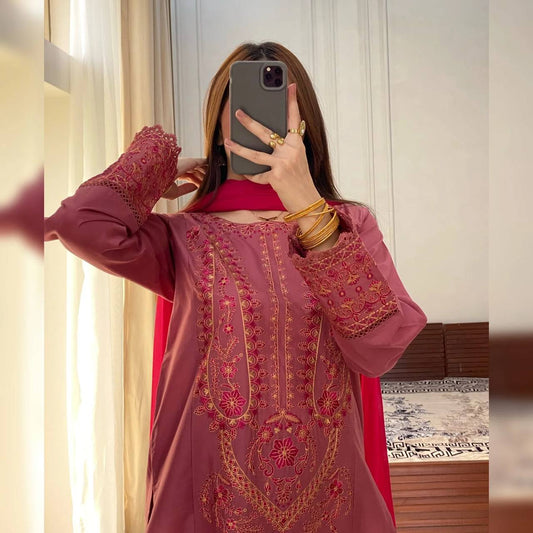 Georgette Kurti Set with Heavy Embroidery