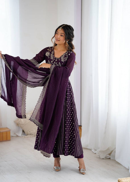 Partywear Flared Long Anarkali Suit