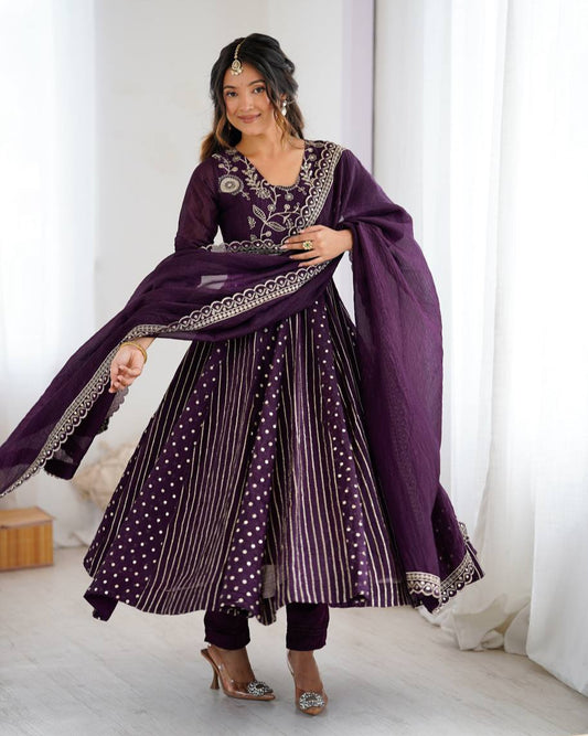 Partywear Flared Long Anarkali Suit