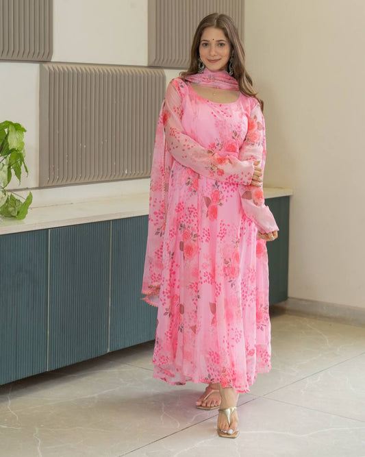 New Launch Fully Flared Floral Anarkali Suit