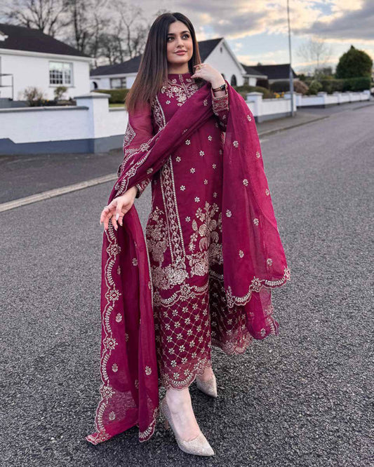 Fully Embroidered Sequin Work Long Kurti Set