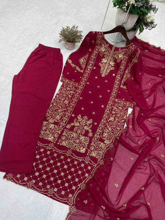 Fully Embroidered Sequin Work Long Kurti Set
