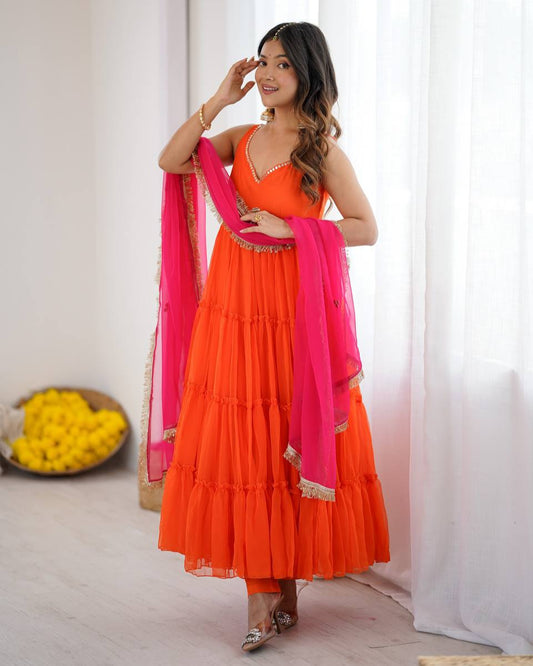 Beautiful Solid Long Flared Anarkali Suit for Women