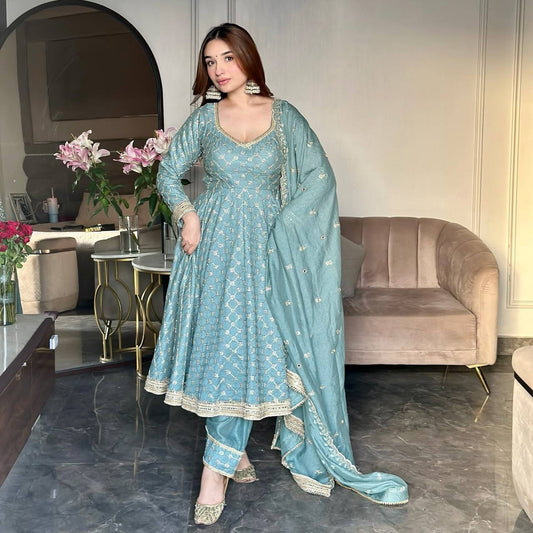 Party Wear Anarkali Dress with Dupatta
