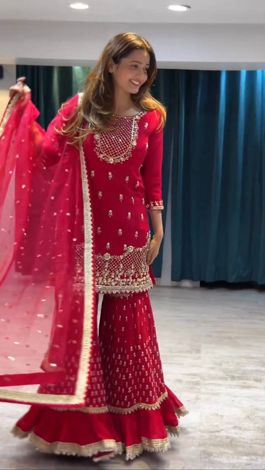 Traditional sharara dress for wedding functions