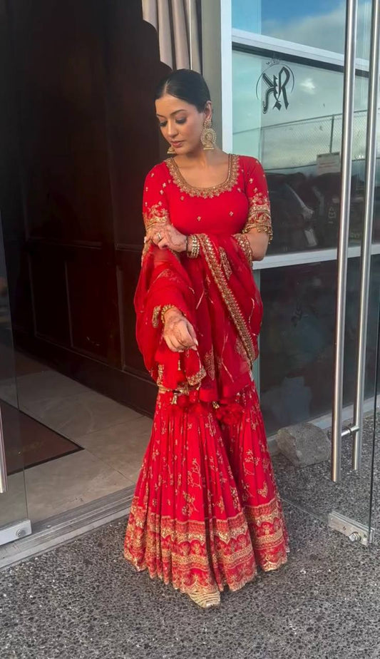 Traditional sharara dress for wedding functions