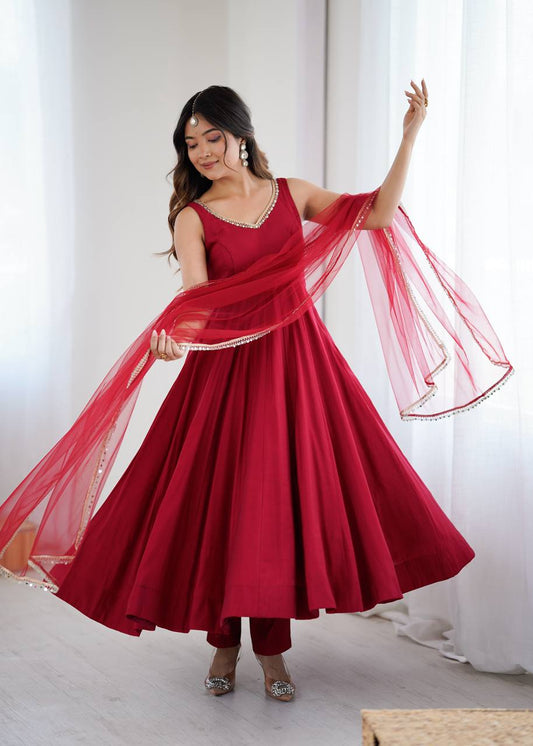Elegant Long Flared Anarkali Suit