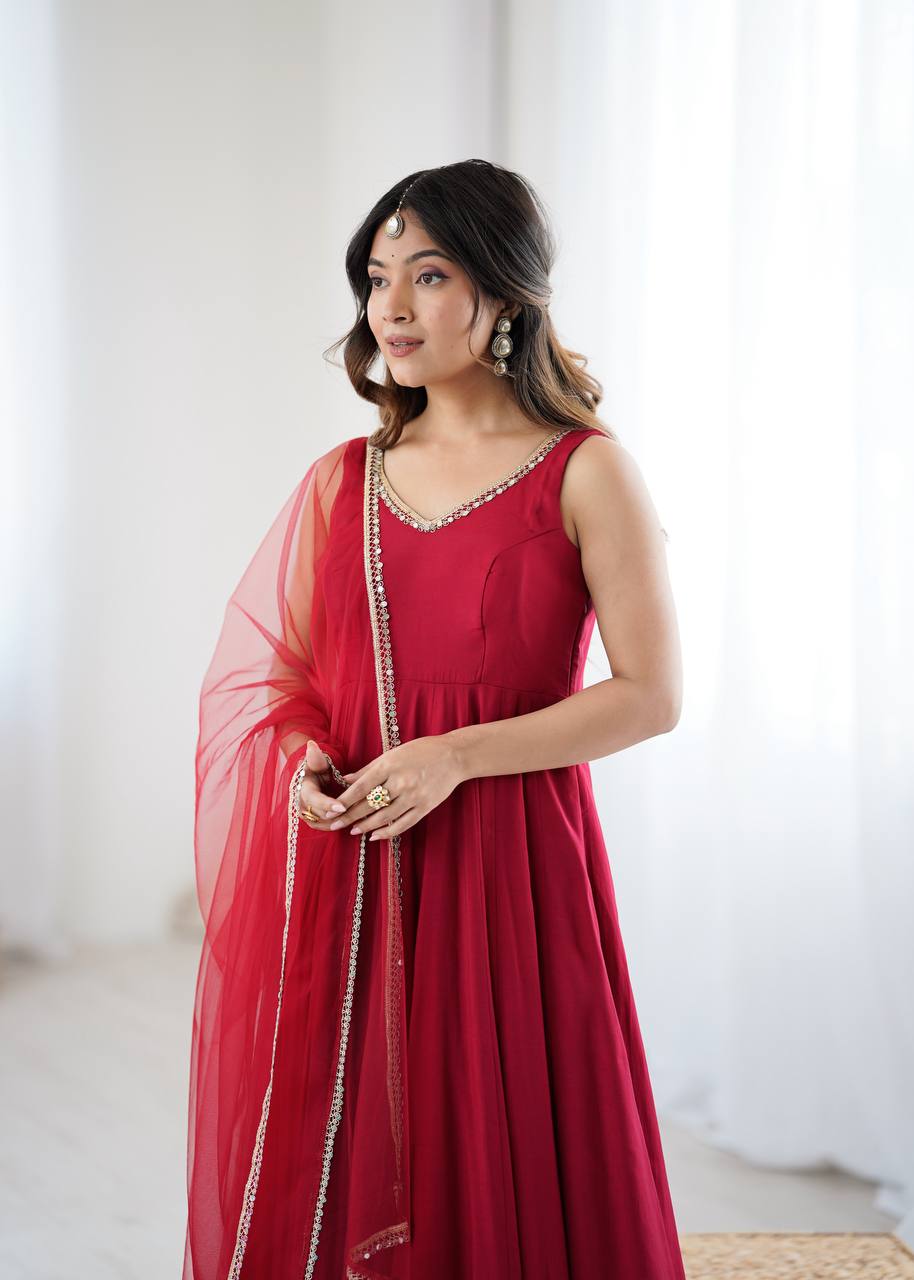 Elegant Long Flared Anarkali Suit
