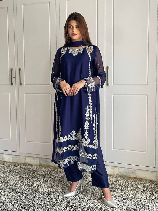 Designer blue salwar kameez