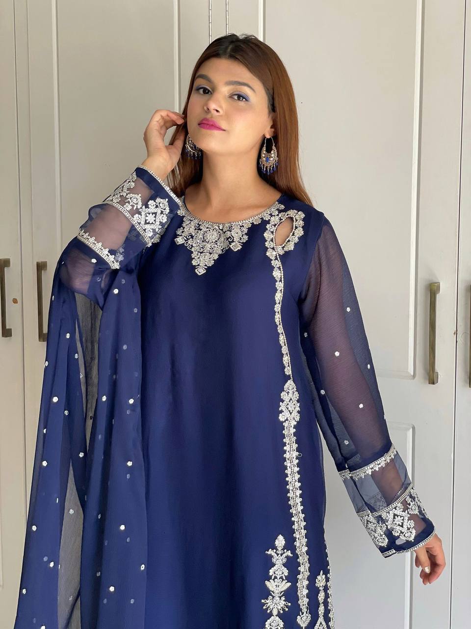 Designer blue salwar kameez