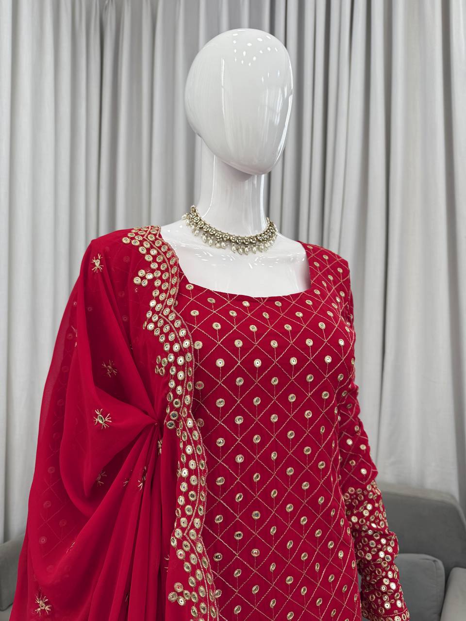 Diwali Special Red Sharara Suit