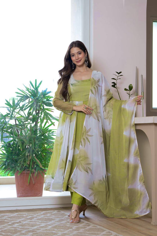 Organza Silk Green Anarkali