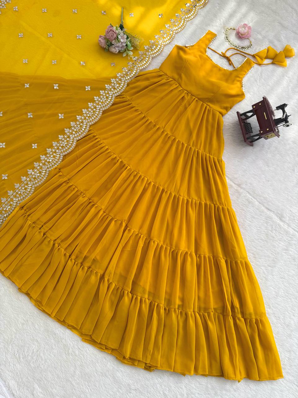 Haldi Attire Fully Flared Anarkali Suit