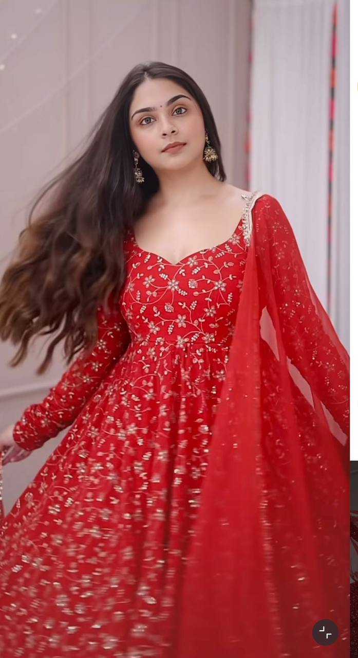Karwa Chauth Special Red Anarkali Suit for Women
