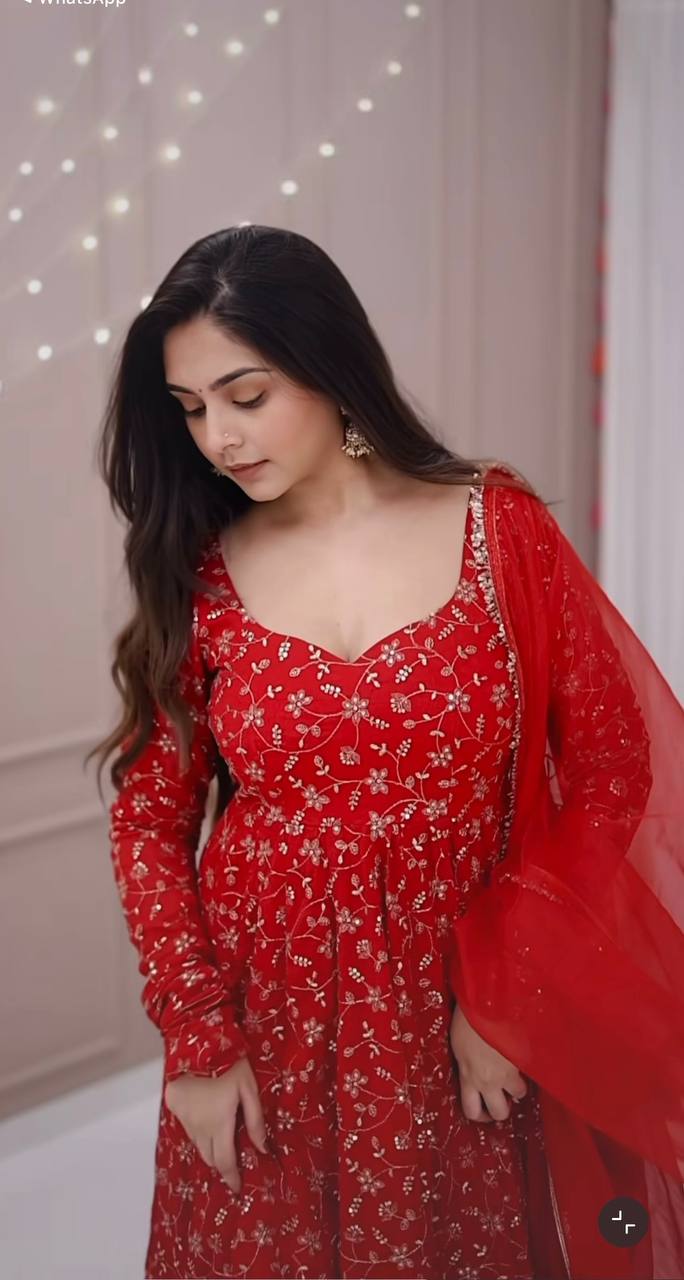 Karwa Chauth Special Red Anarkali Suit for Women