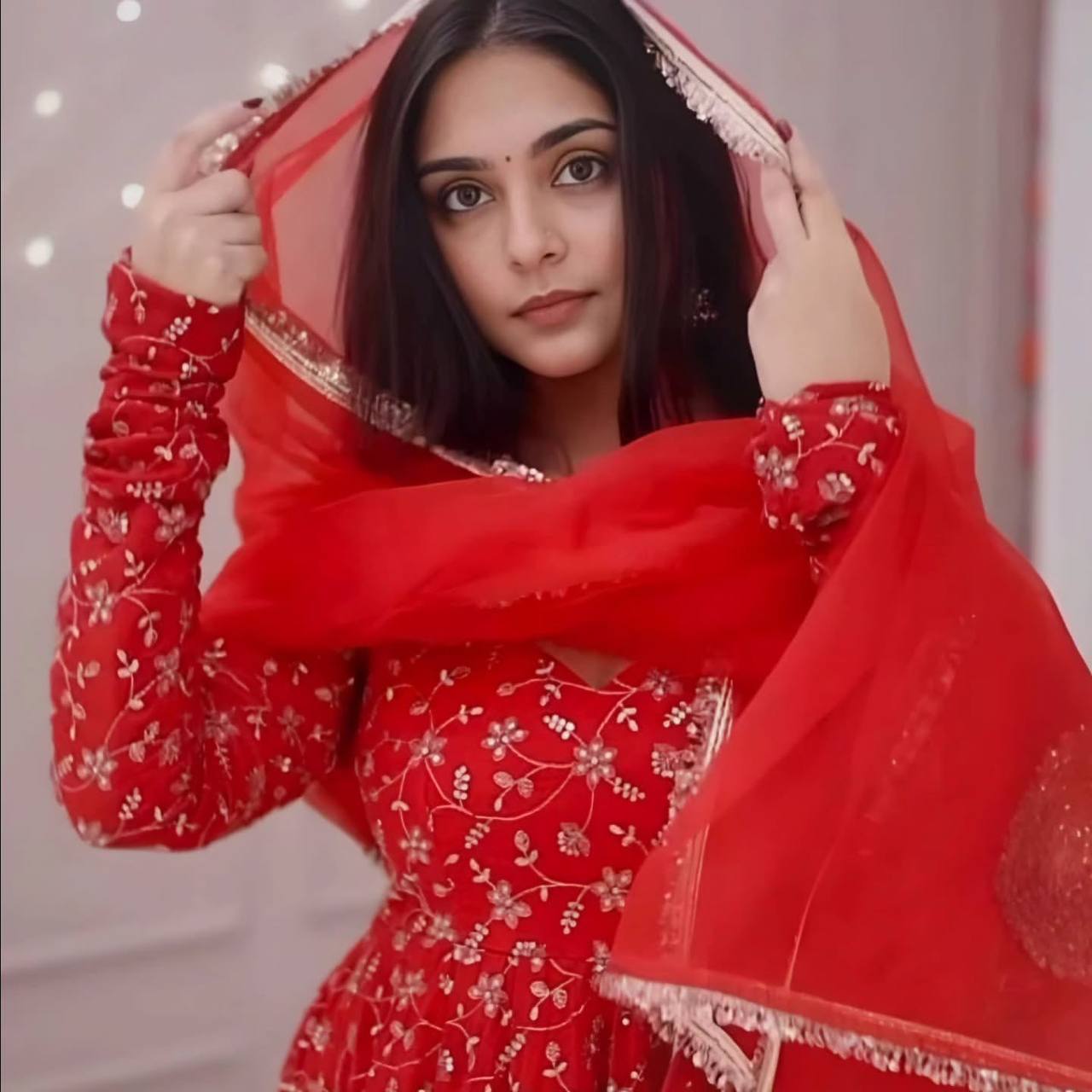 Karwa Chauth Special Red Anarkali Suit for Women