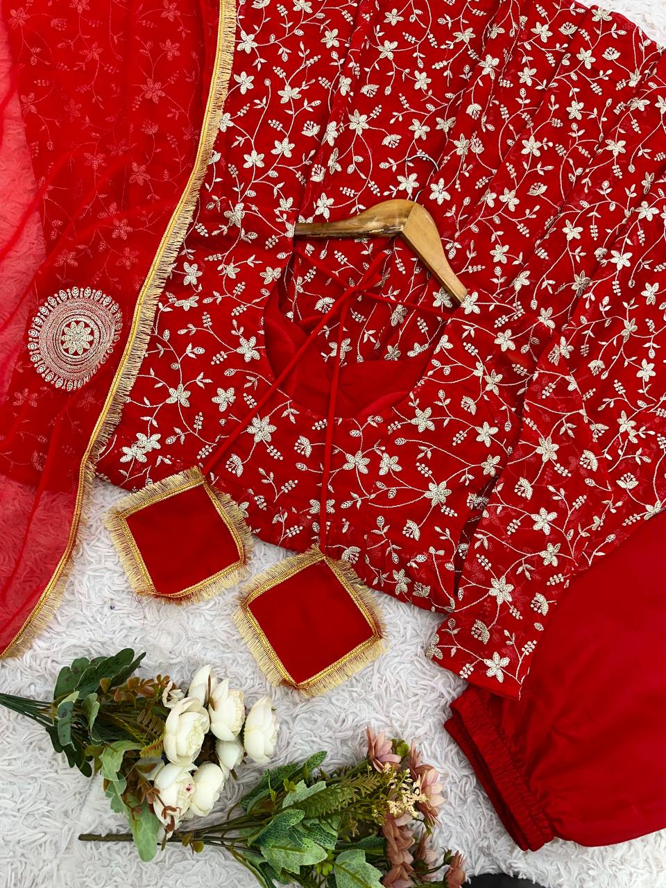 Karwa Chauth Special Red Anarkali Suit for Women