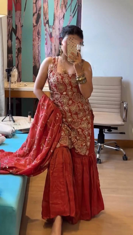 Red Sharara Suit for Women