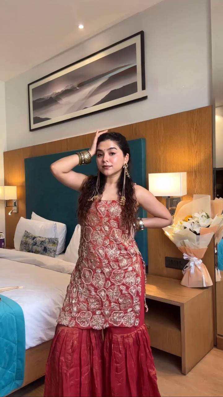 Red Sharara Suit for Women