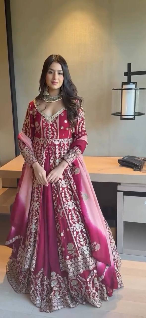 Red anarkali lehenga