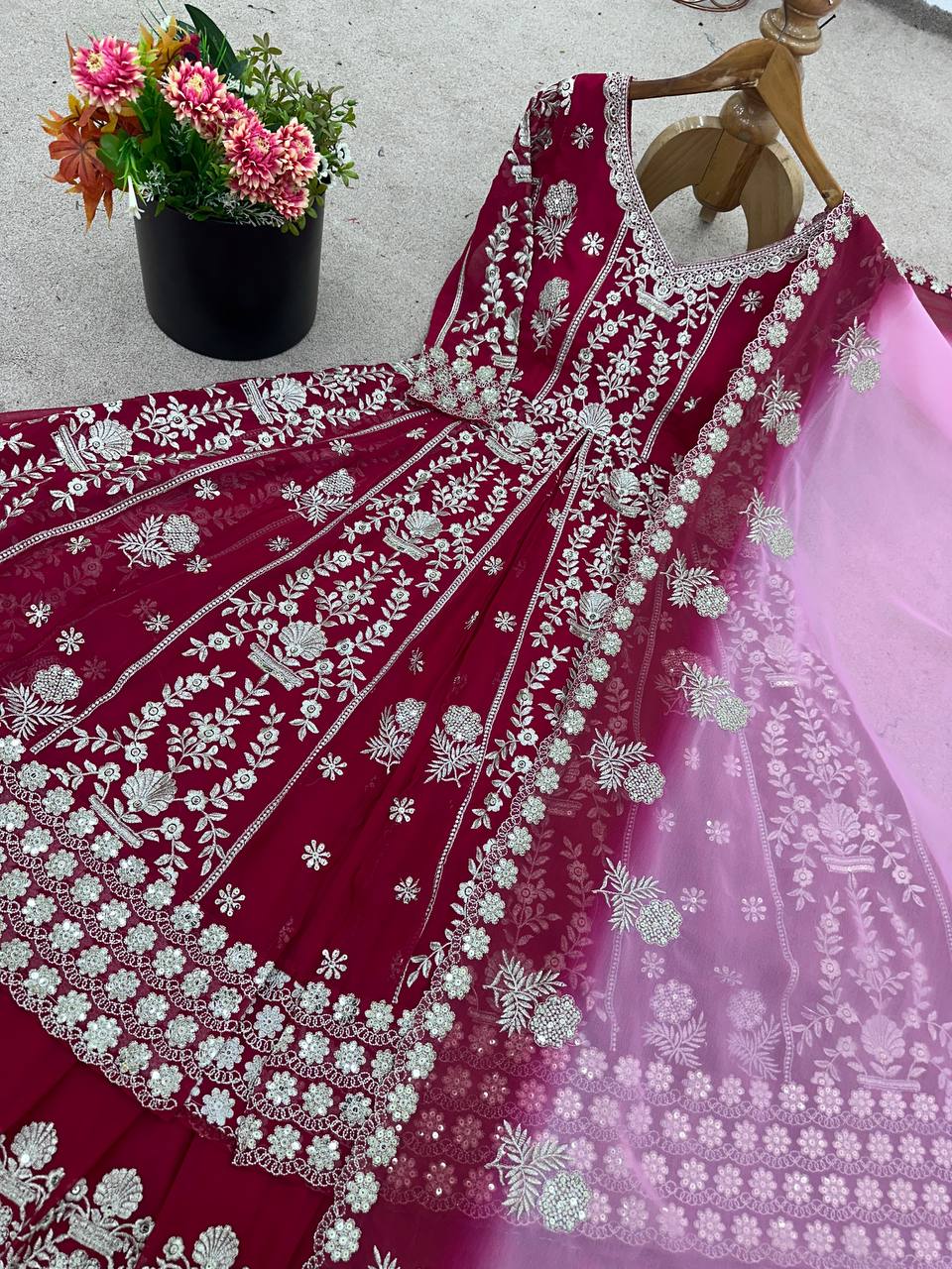 Red anarkali lehenga