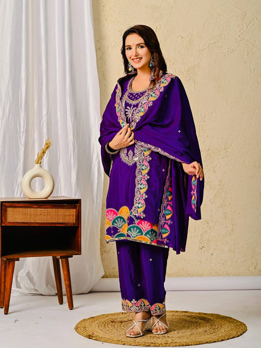 Blue Silk Salwar Kameez