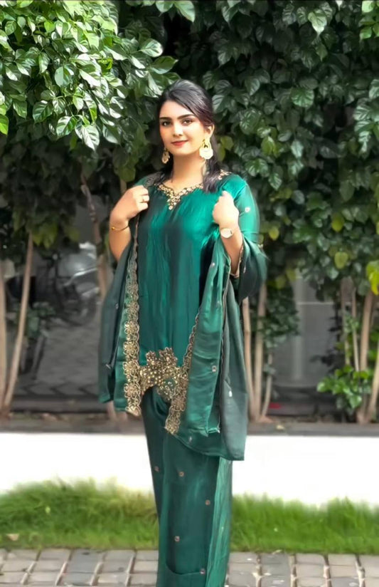 Heavy Work Designer Partywear Kurti with Dupatta Set